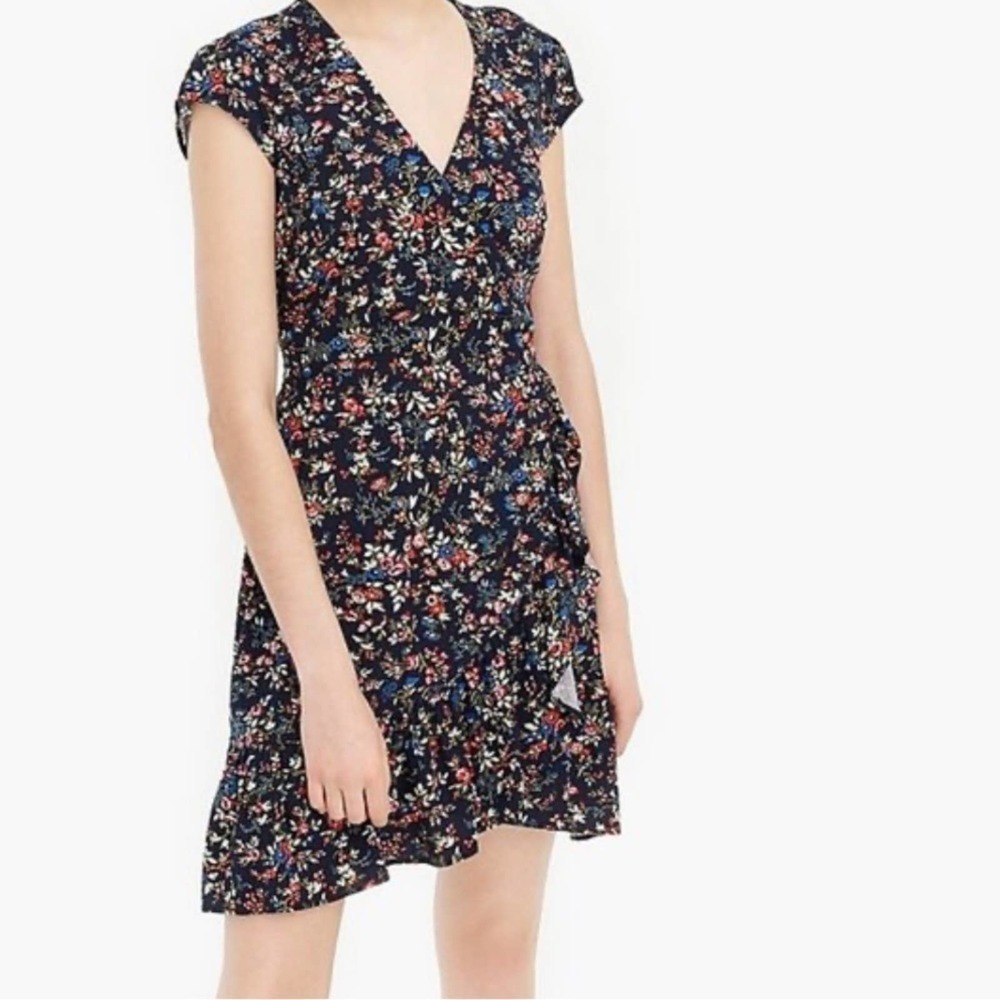 J. Crew Ruffle Front Mini Dress Size 6 Floral